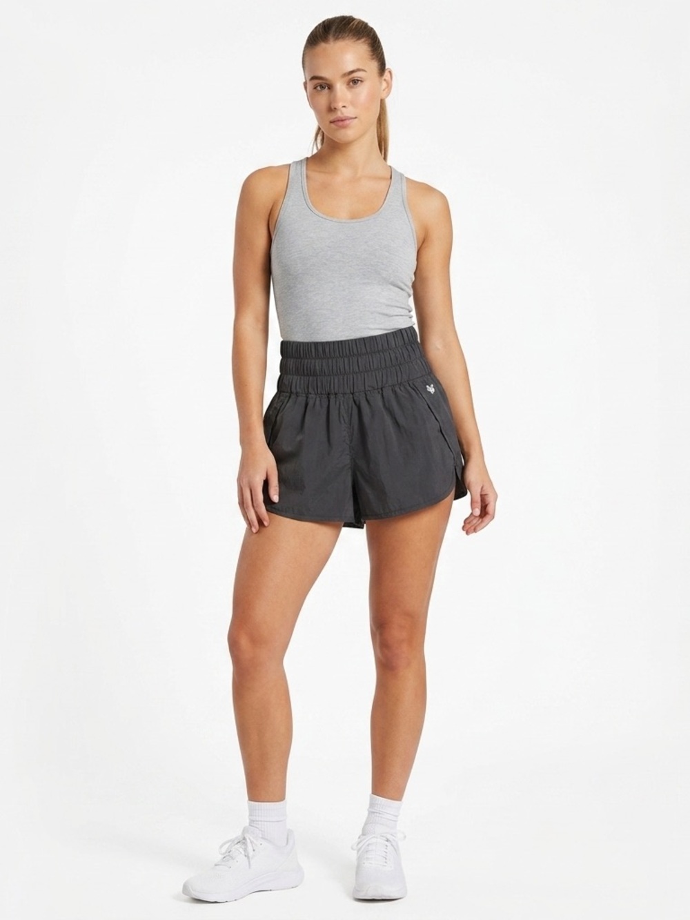 Free People Movement Black Athletic Shorts , Smocked High Waist size L